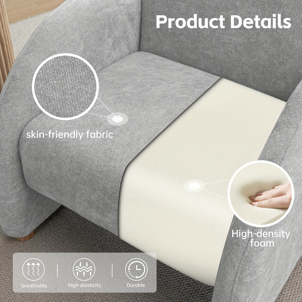 Modern Accent Chair, Upholstered Boucle Arm Single Sofa, Comfy Armchair, Fluffy Reading Chair For Living Room, Bedroom, Home Office