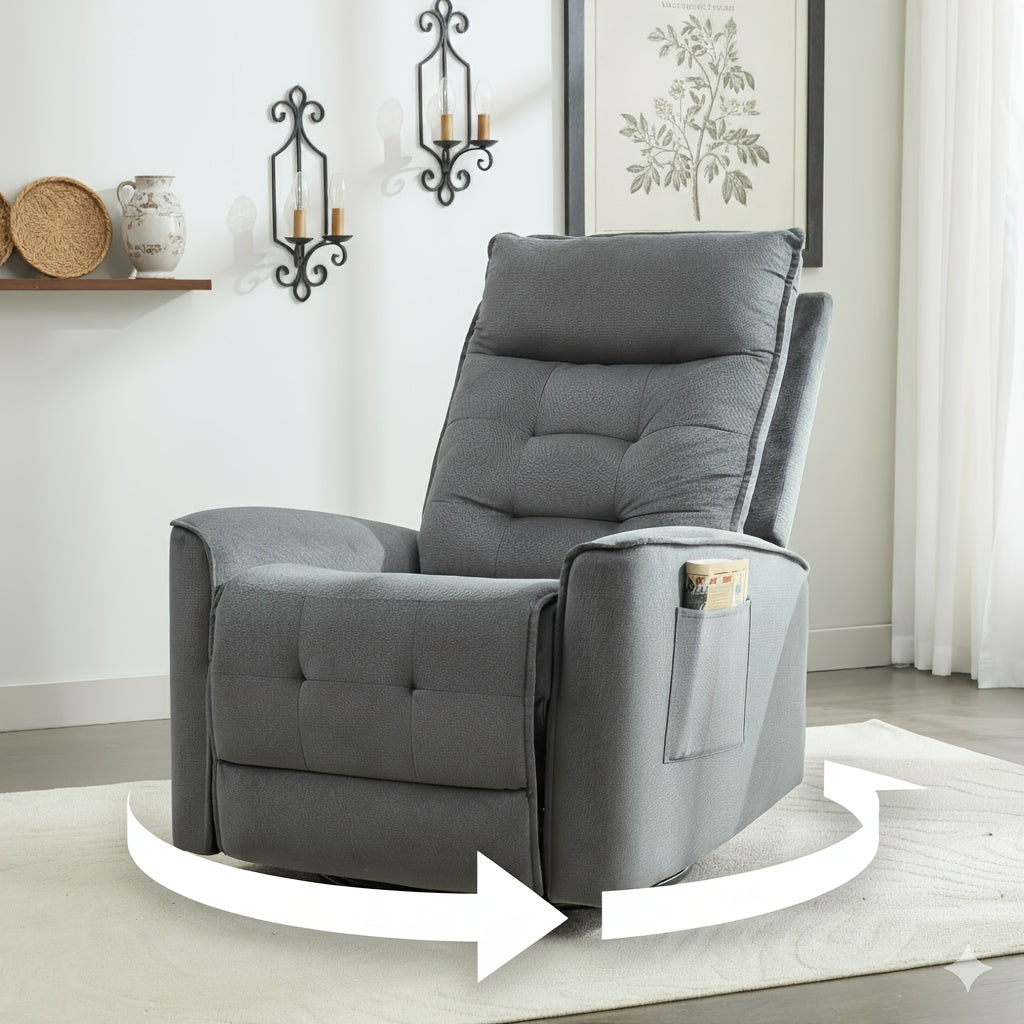 Manual Swivel Rocker Recliner Chair With Soft Velvet Upholstery, 360° Swivel And Gentle Rocking Motion, Adjustable Reclining Single Sofa For Living Room, Bedroom Space-Saving Comfort ChairThoughtful Housewarming Gift For Friends And New Homes
