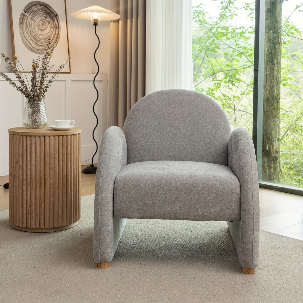 Modern Accent Chair, Upholstered Boucle Arm Single Sofa, Comfy Armchair, Fluffy Reading Chair For Living Room, Bedroom, Home Office