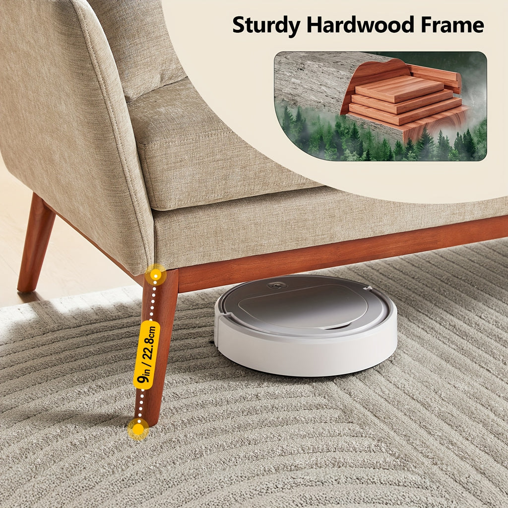 Bonnlo 2-Seater Love Seat Sofa with Solid Wood Frame & Linen Upholstery - Mid-Century Modern Minimalist Design, 2 Cushioned Seats & 2 Pillows