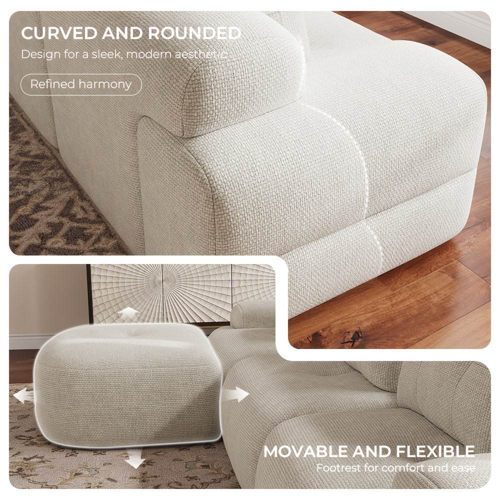 112'' Modular Sectional Sofa Couch With Chaise | Oversized Modern Sofa for Living Room, Full-Foam Structure, Compression Packaging Design, Woven Texture Upholstery, Memory Foam Filling, Polyester Material, GOOSEA Brand