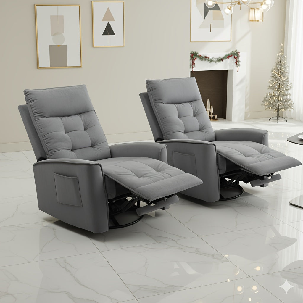Manual Swivel Rocker Recliner Chair With Soft Velvet Upholstery, 360° Swivel And Gentle Rocking Motion, Adjustable Reclining Single Sofa For Living Room, Bedroom Space-Saving Comfort ChairThoughtful Housewarming Gift For Friends And New Homes