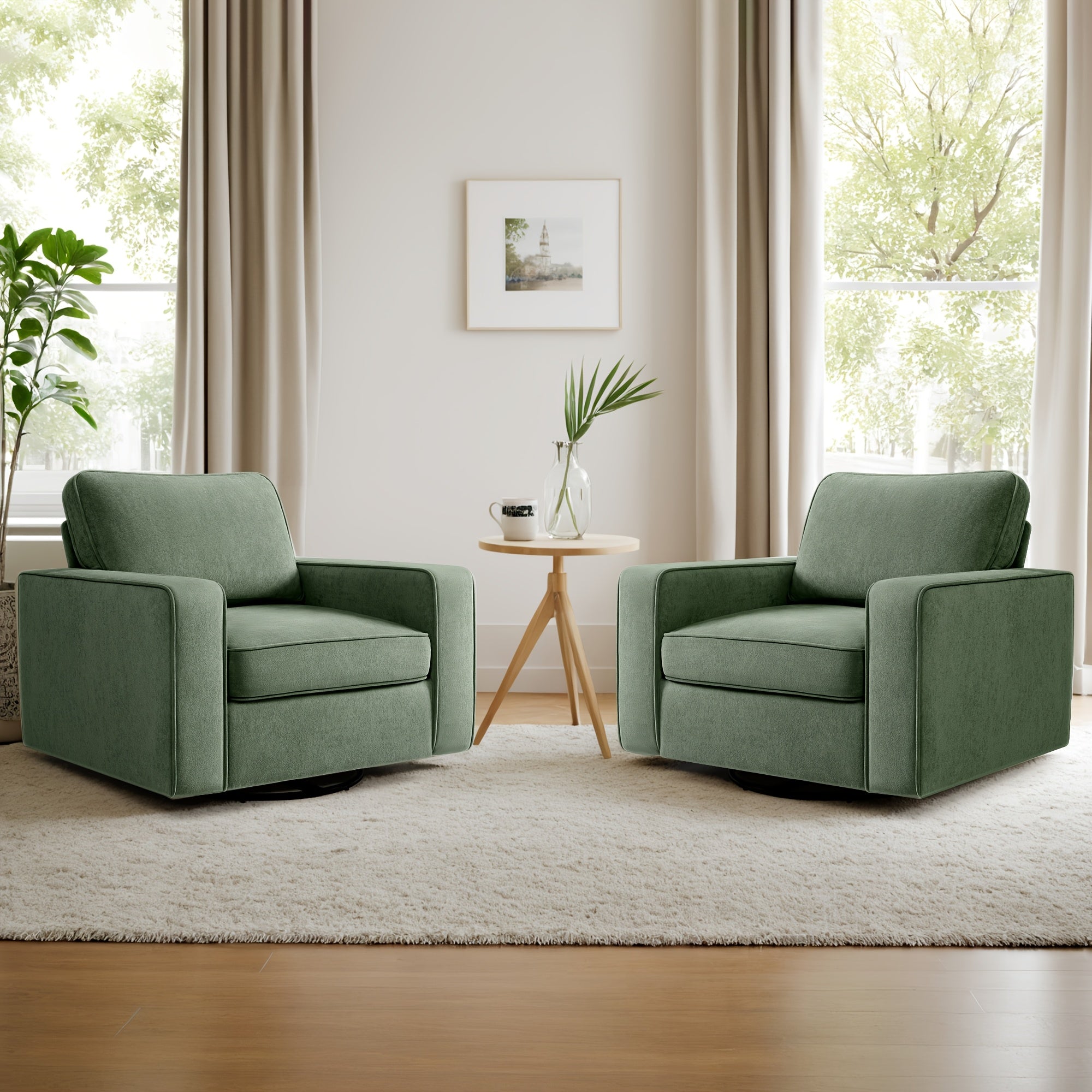 KERDOM Modern Foam Swivel Barrel Sofa Chair - 360° Rotating Single Armchair with Removable Washable Pillows, Plush Corner Base Suitable for Office,,, Reading Nook, Assembly One-Seater Lounge Chair