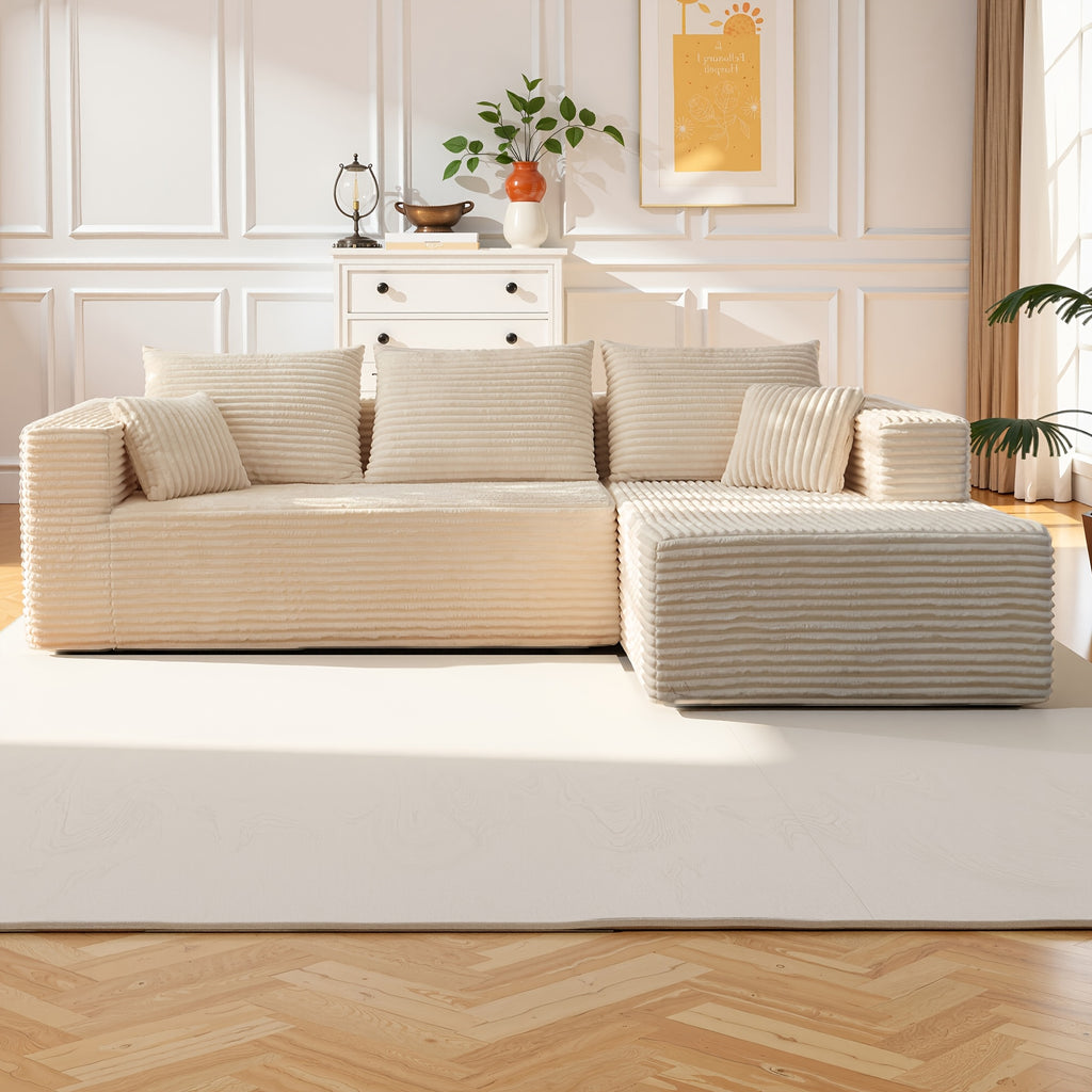 Large Sectional Cloud Couch. Modular Corduroy Sofa Bed With Deep Seat.U-Shaped Boneless Sofa Couches For LivingRoom & Apartment, Bedroom. No Assembly Required