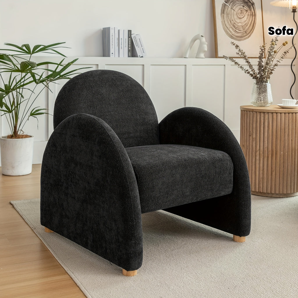 Modern Accent Chair, Upholstered Boucle Arm Single Sofa, Comfy Armchair, Fluffy Reading Chair For Living Room, Bedroom, Home Office