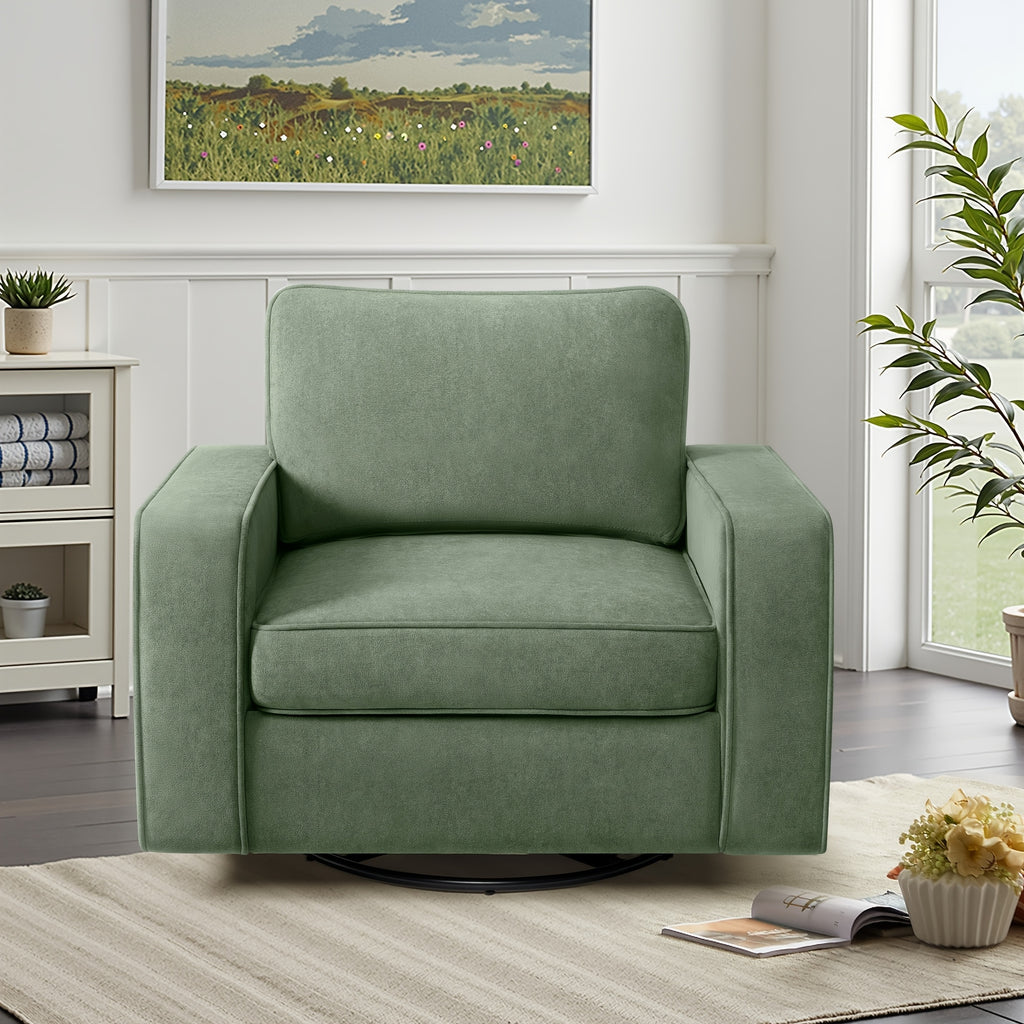 KERDOM Modern Foam Swivel Barrel Sofa Chair - 360° Rotating Single Armchair with Removable Washable Pillows, Plush Corner Base Suitable for Office,,, Reading Nook, Assembly One-Seater Lounge Chair
