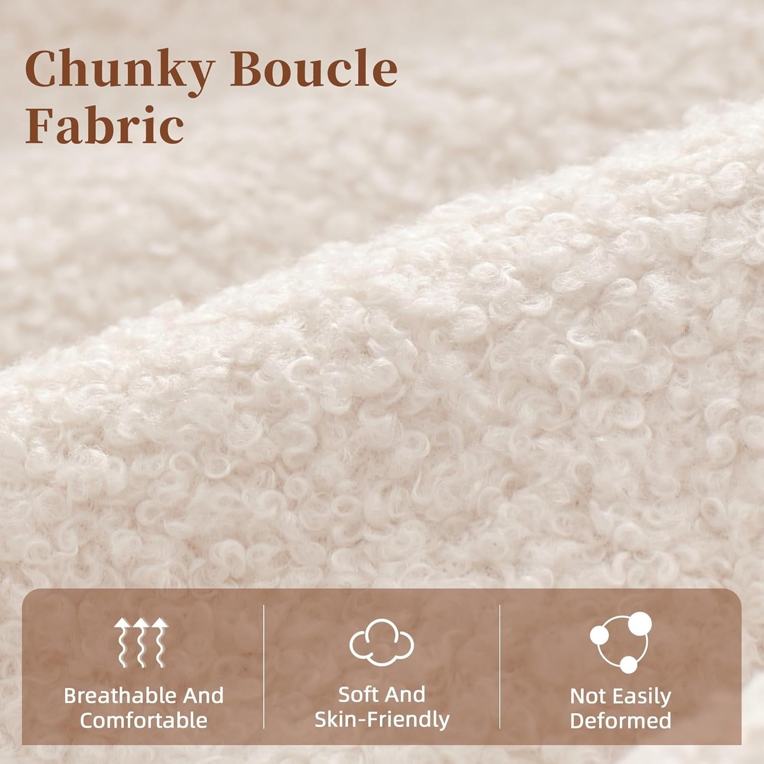 Loveseat Sofa, Boucle Small Sofa For Living Room, Bedroom, Office, Couch For Living Room Button Tufted Upholstered Furniture, Space-Saving, Easy To Install, Chunky Boucle Fabric