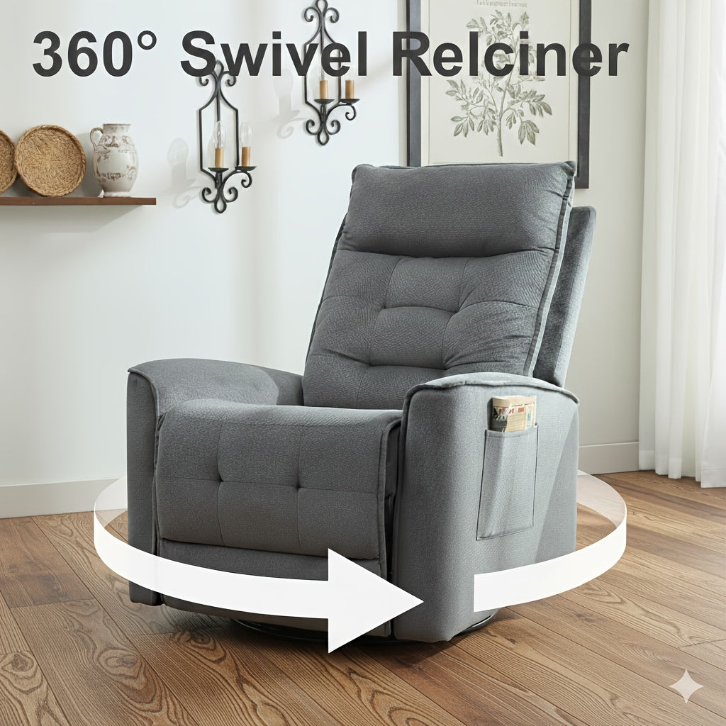 Manual Swivel Rocker Recliner Chair With Soft Velvet Upholstery, 360° Swivel And Gentle Rocking Motion, Adjustable Reclining Single Sofa For Living Room, Bedroom Space-Saving Comfort ChairThoughtful Housewarming Gift For Friends And New Homes