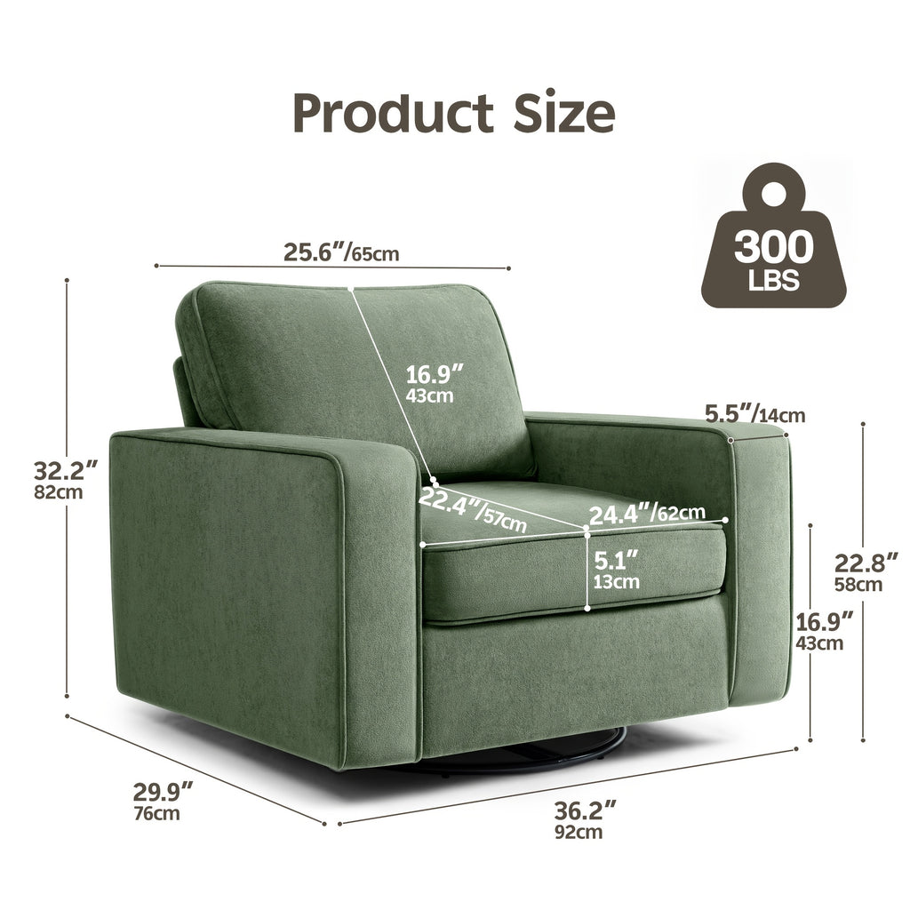 KERDOM Modern Foam Swivel Barrel Sofa Chair - 360° Rotating Single Armchair with Removable Washable Pillows, Plush Corner Base Suitable for Office,,, Reading Nook, Assembly One-Seater Lounge Chair