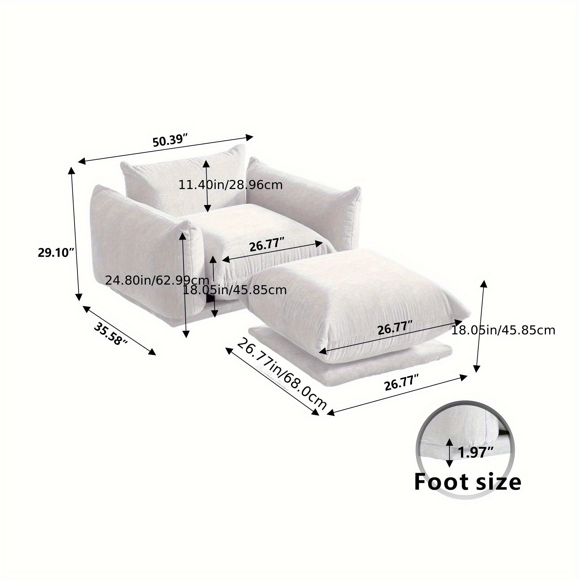 Modern Chenille Sofa Chair Modern Chenille Single Sofa Chair, 50.39\