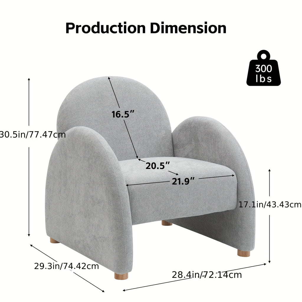 Modern Accent Chair, Upholstered Boucle Arm Single Sofa, Comfy Armchair, Fluffy Reading Chair For Living Room, Bedroom, Home Office