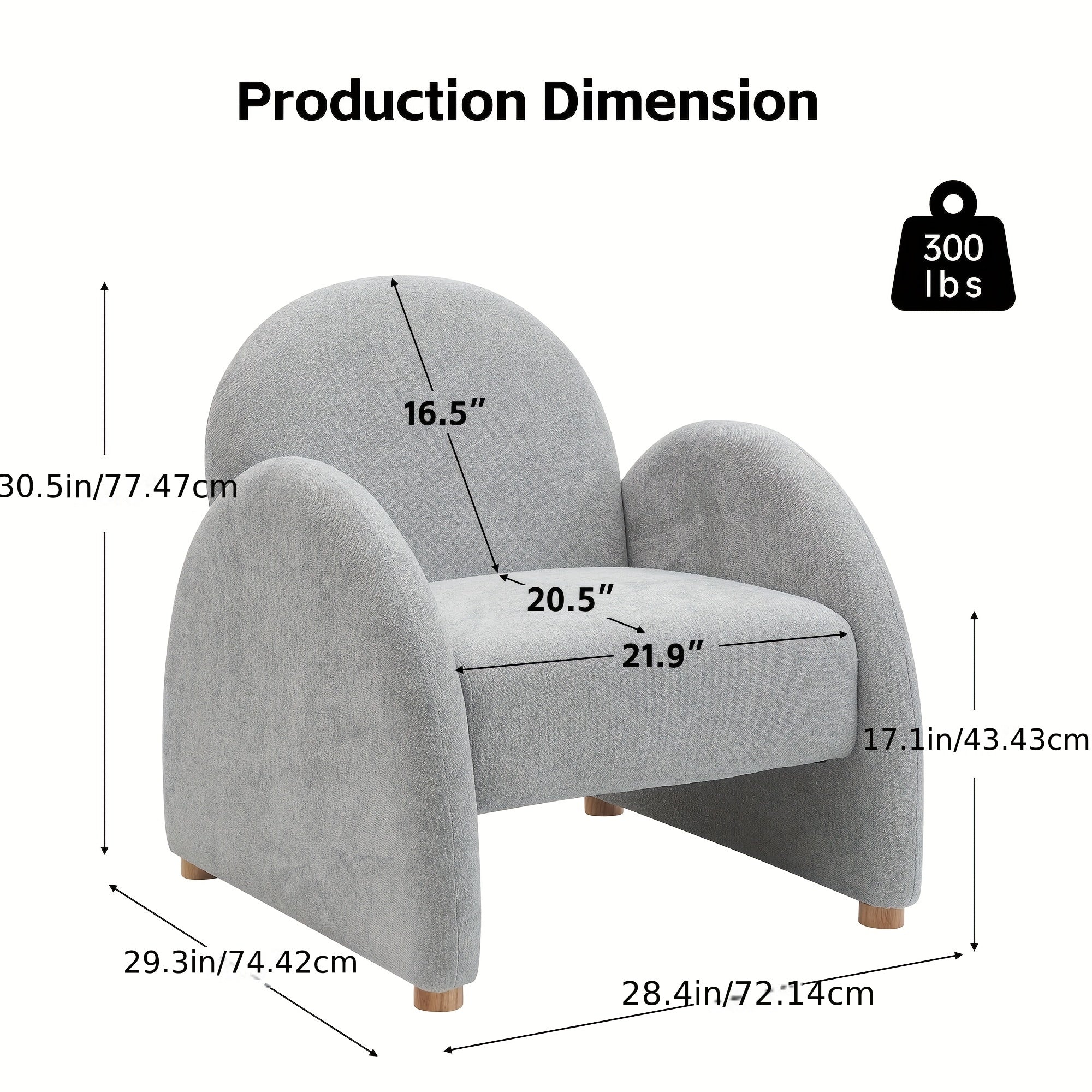 Modern Accent Chair, Upholstered Boucle Arm Single Sofa, Comfy Armchair, Fluffy Reading Chair For Living Room, Bedroom, Home Office