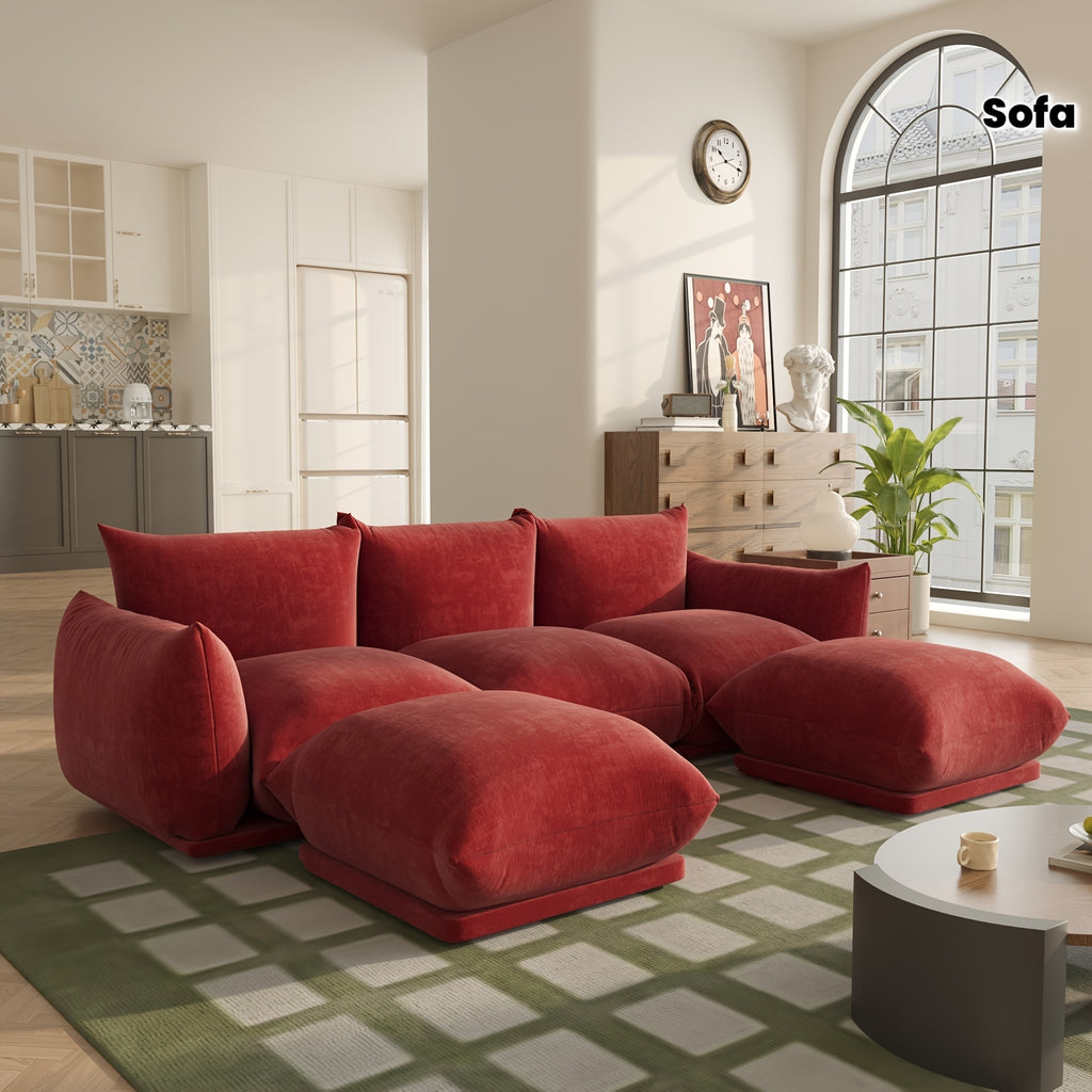 5-Seater Modular Chenille Sofa Modular Chenille Minimalist U-Shaped 5-Seater Sectional Sofa with Wide Reversible Chaise Ottoman for Living Room, Bedroom, Office, Apartment