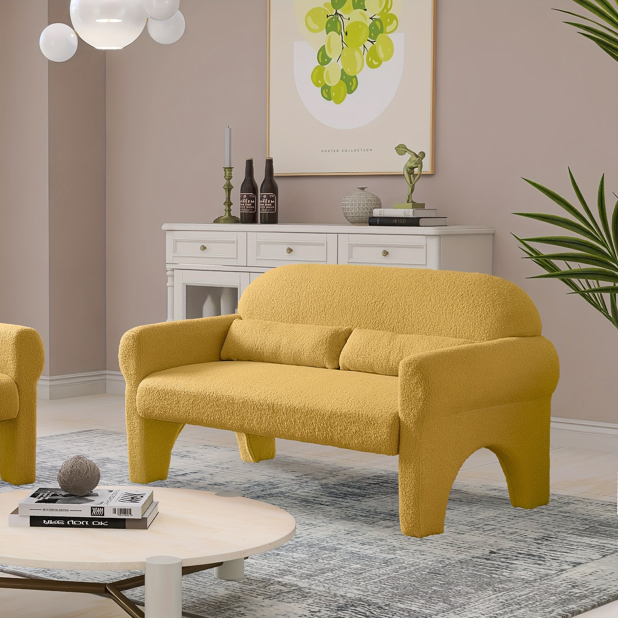 Modern Boucle Sofa, Upholstered Comfy Loveseat Couch for  Space