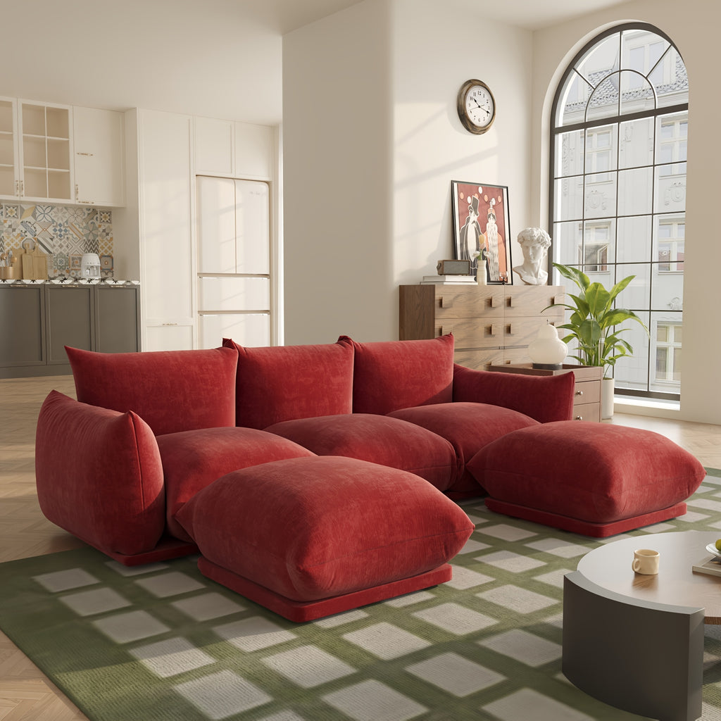 5-Seater Modular Chenille Sofa Modular Chenille Minimalist U-Shaped 5-Seater Sectional Sofa with Wide Reversible Chaise Ottoman for Living Room, Bedroom, Office, Apartment