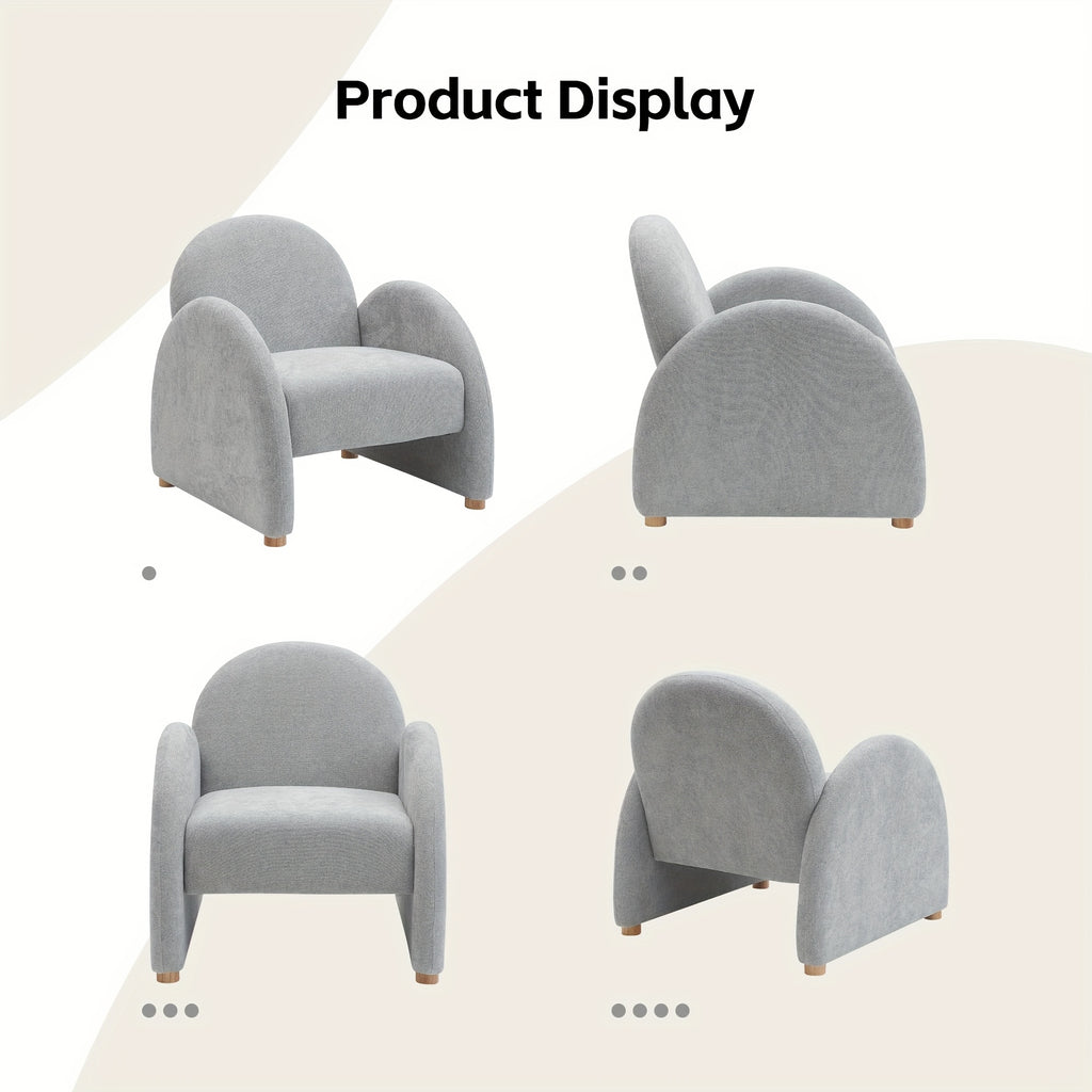 Modern Accent Chair, Upholstered Boucle Arm Single Sofa, Comfy Armchair, Fluffy Reading Chair For Living Room, Bedroom, Home Office