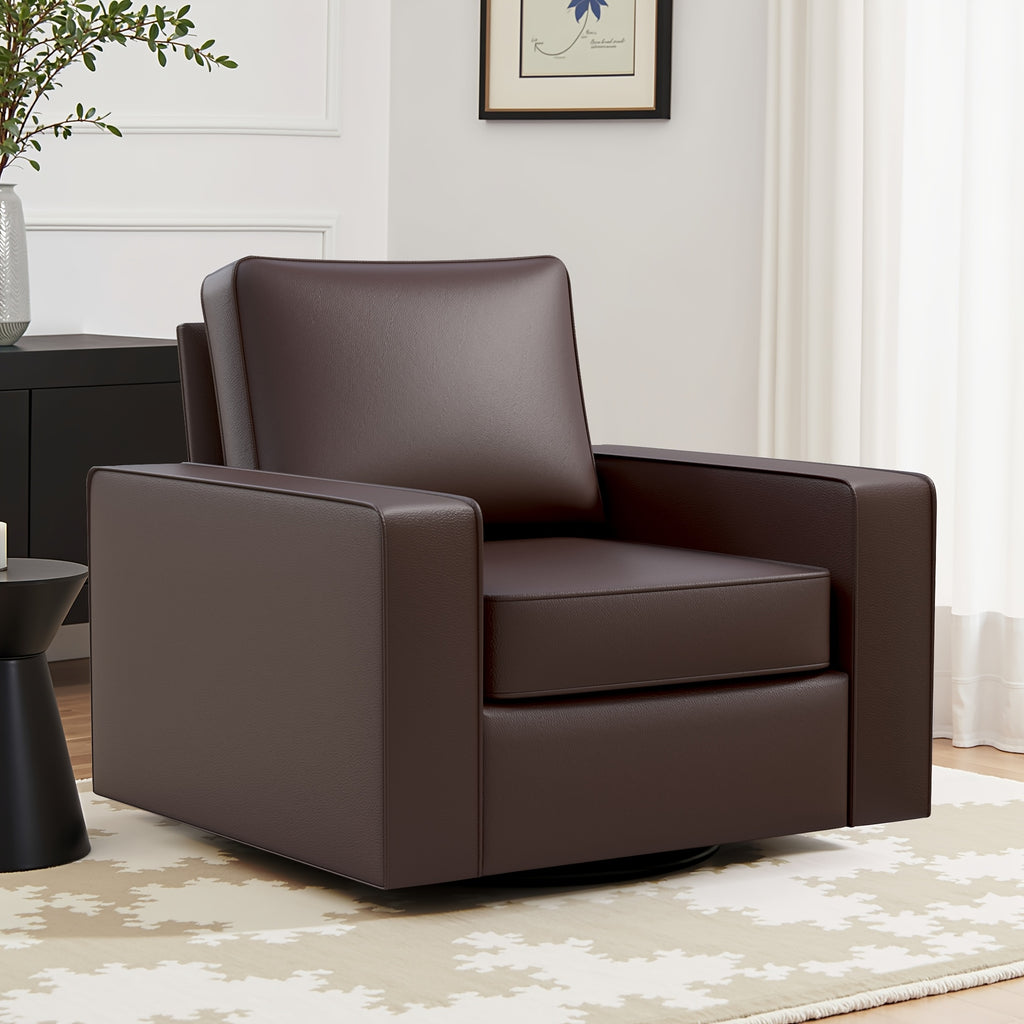 KERDOM Modern Foam Swivel Barrel Sofa Chair - 360° Rotating Single Armchair with Removable Washable Pillows, Plush Corner Base Suitable for Office,,, Reading Nook, Assembly One-Seater Lounge Chair