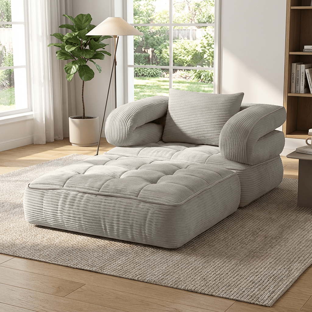 Black Fridays Items, Local Warehouse, Folding Sofa Bed, 1-Person Chair Bed with Backrest and Pillow, Space-Saving Single Bed for Living Room, Bedroom, Apartment, Gray and Orange, Bean Bag Chair, Living Room Furniture, Boneless Couch for Living Room,