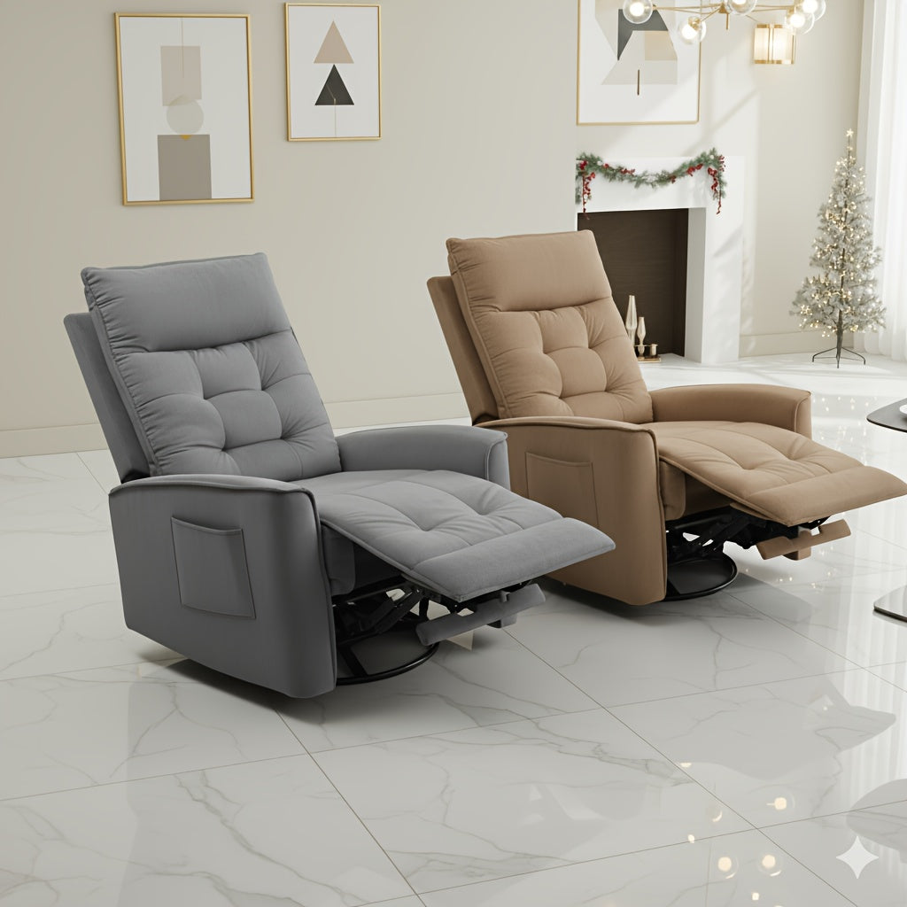 Manual Swivel Rocker Recliner Chair With Soft Velvet Upholstery, 360° Swivel And Gentle Rocking Motion, Adjustable Reclining Single Sofa For Living Room, Bedroom Space-Saving Comfort ChairThoughtful Housewarming Gift For Friends And New Homes