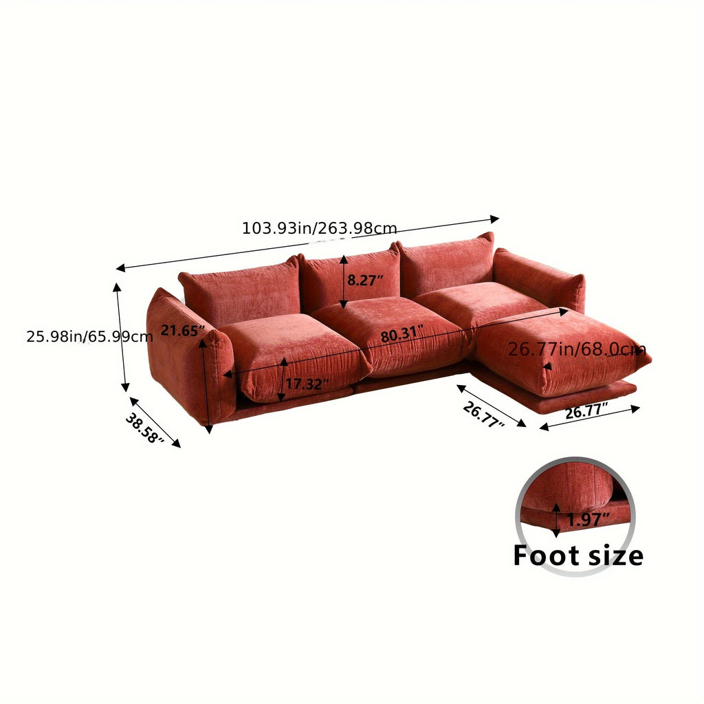 5-Seater Modular Chenille Sofa Modular Chenille Minimalist U-Shaped 5-Seater Sectional Sofa with Wide Reversible Chaise Ottoman for Living Room, Bedroom, Office, Apartment