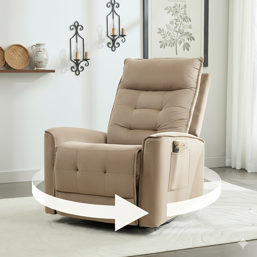 Manual Swivel Rocker Recliner Chair With Soft Velvet Upholstery, 360° Swivel And Gentle Rocking Motion, Adjustable Reclining Single Sofa For Living Room, Bedroom Space-Saving Comfort ChairThoughtful Housewarming Gift For Friends And New Homes