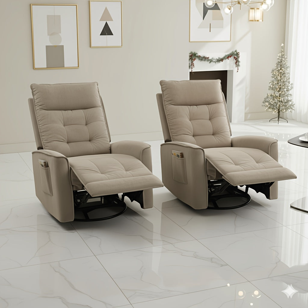 Manual Swivel Rocker Recliner Chair With Soft Velvet Upholstery, 360° Swivel And Gentle Rocking Motion, Adjustable Reclining Single Sofa For Living Room, Bedroom Space-Saving Comfort ChairThoughtful Housewarming Gift For Friends And New Homes